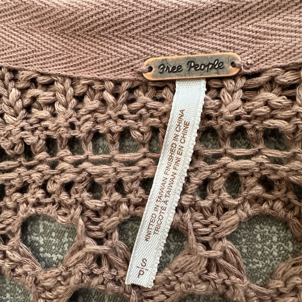 Free People Mauve Open-Knit Long Cardigan – Boardwalk Brown – Size Small (NWT) - Picture 6 of 12